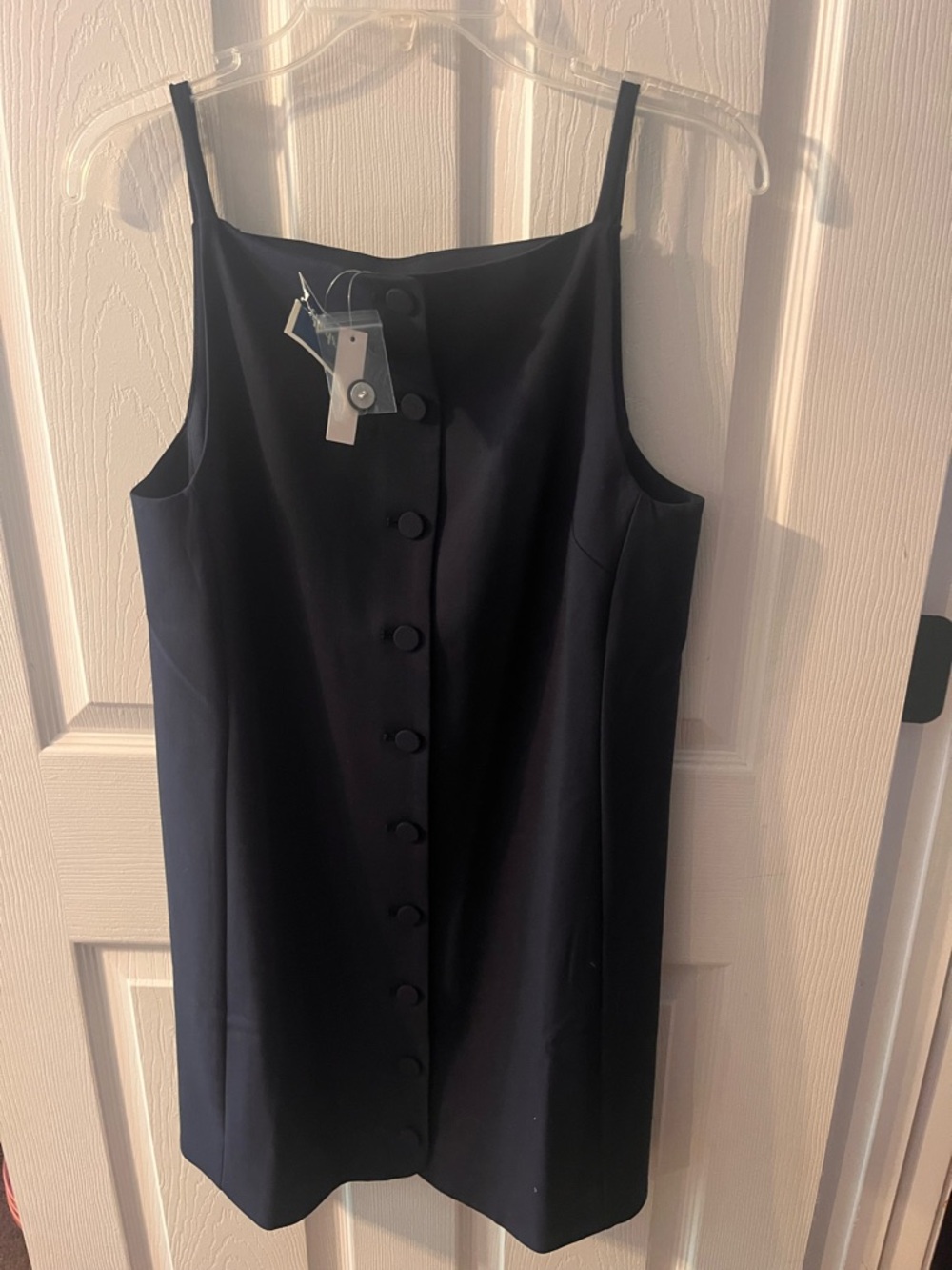 Classic Navy Blue Sleeveless Button-Front Dress